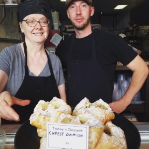 Deb and Byrne show off our Cheese Danish