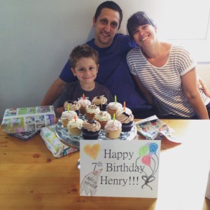 Adam and Emily with their son Henry on his Birthday