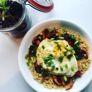 Our Savory Quinoa Bowl, a new menu item, is packed with protein and is so delicious! 