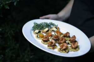 Picture of BBQ Shrimp on Corn Cakes by 67 Biltmore Downtown Eatery and Catering in Asheville, NC