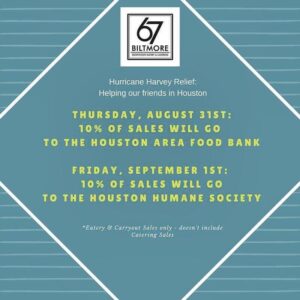 Picture of a Hurricane Harvey Relief Poster by 67 Biltmore Downtown Eatery and Catering in Asheville, nC