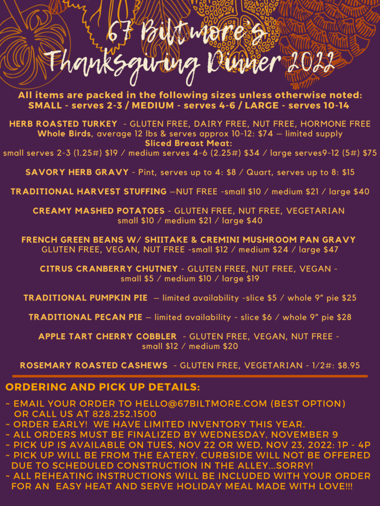 2022 Thanksgiving Poster (3) 67 Biltmore Eatery & Catering