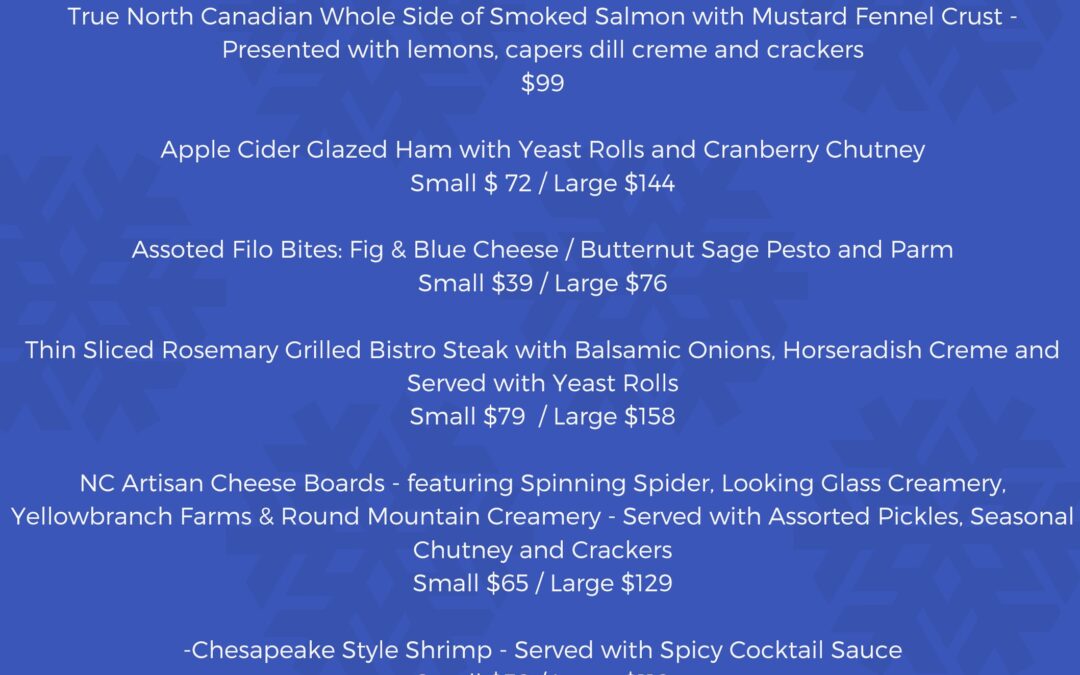 67’s Holiday Hors D’oeuvres Menu